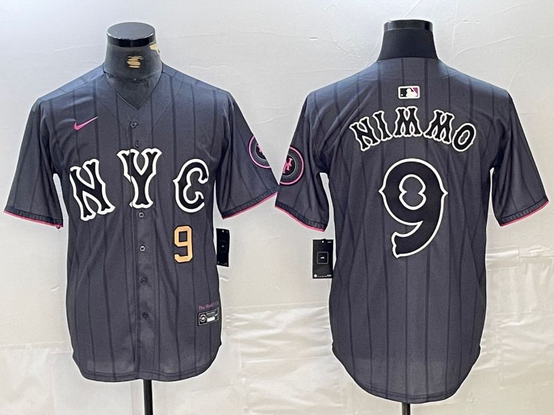 Men New York Mets #9 Nimmo Black City Edition 2024 Nike MLB Jersey style 4->new york mets->MLB Jersey